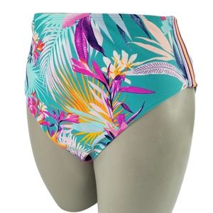 High Leg High Waist Bikini Swim Bottom Juniors 15/17 Womens 12/14 Tropical